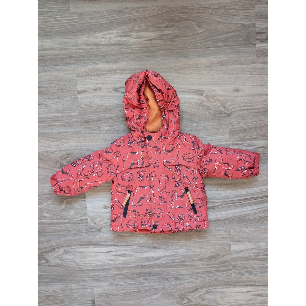 Cat & Jack Toddler 3-in-1 Puffer Jacket Set Orange Woodland‎ Animals Child 12m